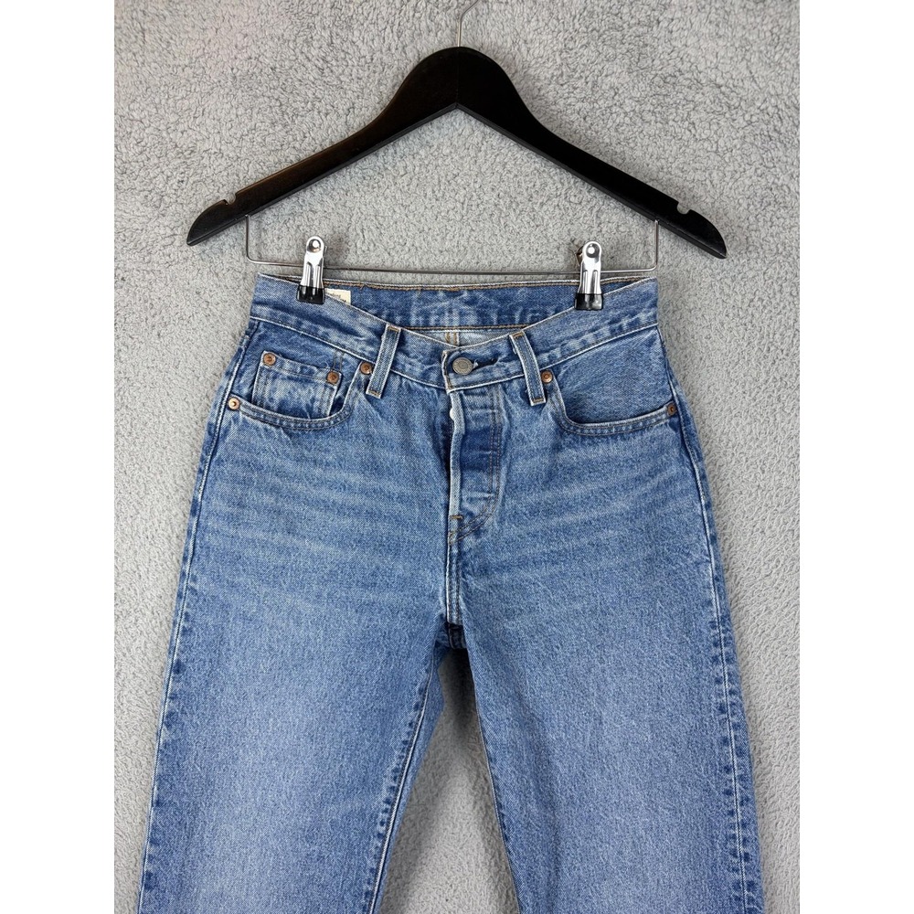 Levis 501 Premium Jeans Womens 24 Blue High Rise Straight Crop Big E  Denim